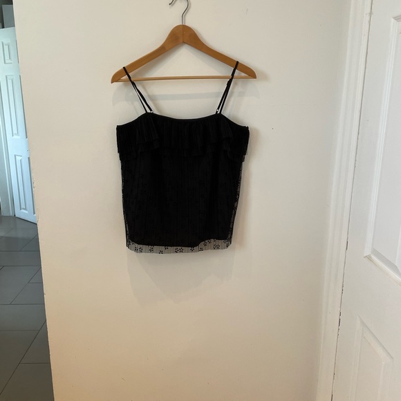 J. Crew Tiered Lace Black Camisole blouse Size SM - Picture 2 of 10